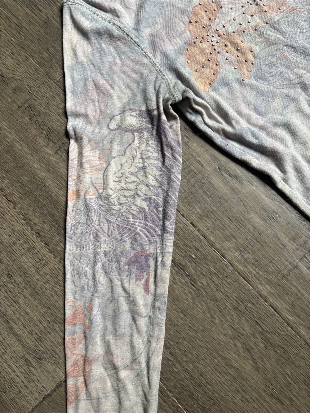 One World | Vintage Y2K Pastel Floral Long-Sleeve Top in Pink & Lavender - Picture 4 of 11